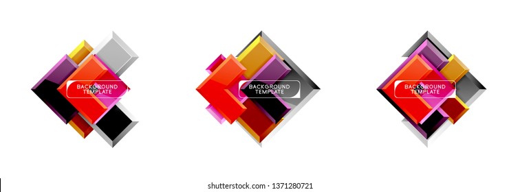 Arrow and square design abstract logo or banner collection. Vector modern geometrical design