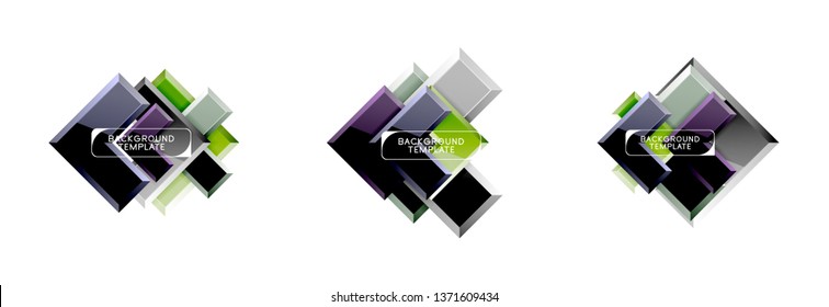 Logo abstracto de diseño de flecha y cuadrado o colección de banners. Diseño geométrico moderno vectorial