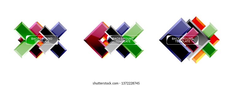 Arrow and square design abstract logo or banner collection. Vector modern geometrical design