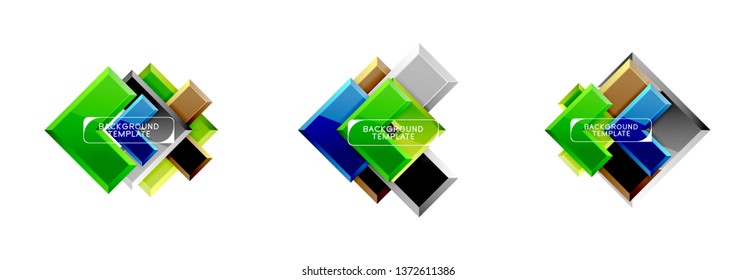 Abstraktes Logo oder Bannerkollektion für Bogendesign und quadratisches Design. Modernes geometrisches Vektordesign