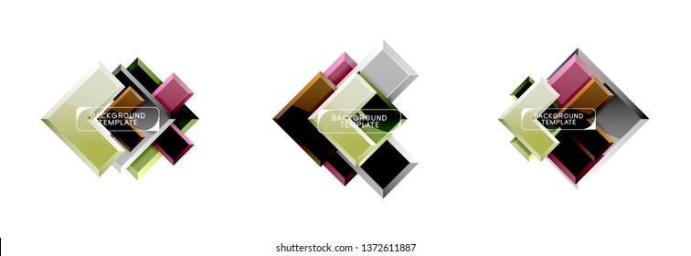 Logo abstracto de diseño de flecha y cuadrado o colección de banners. Diseño geométrico moderno vectorial