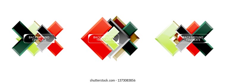 Arrow and square design abstract logo or banner collection. Vector modern geometrical design