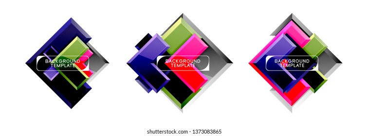 Arrow and square design abstract logo or banner collection. Vector modern geometrical design