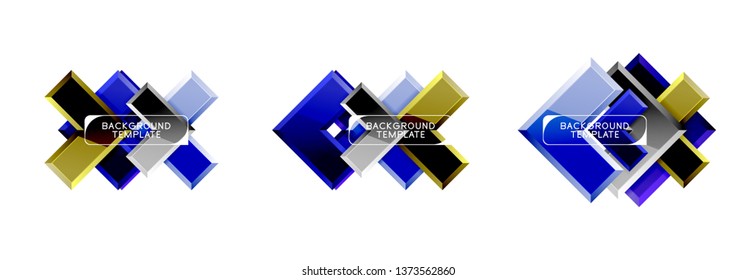 Logo abstracto de diseño de flecha y cuadrado o colección de banners. Diseño geométrico moderno vectorial
