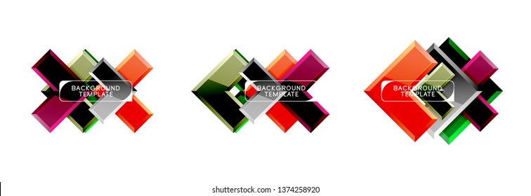 Logo abstracto de diseño de flecha y cuadrado o colección de banners. Diseño geométrico moderno vectorial
