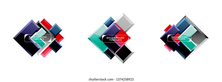 Abstraktes Logo oder Bannerkollektion für Bogendesign und quadratisches Design. Modernes geometrisches Vektordesign
