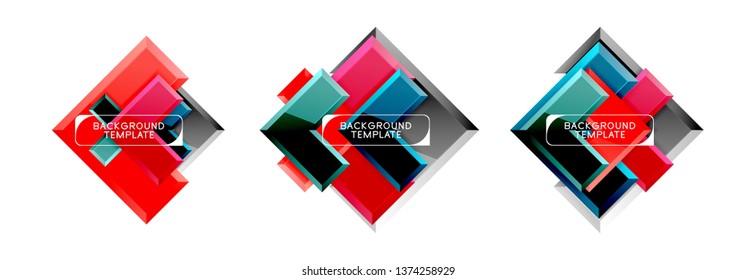 Arrow and square design abstract logo or banner collection. Vector modern geometrical design