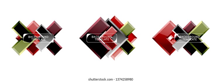 Arrow and square design abstract logo or banner collection. Vector modern geometrical design