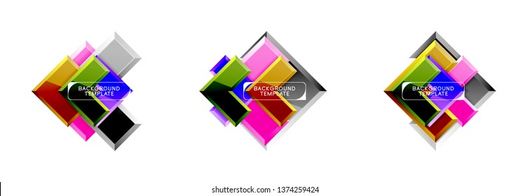Arrow and square design abstract logo or banner collection. Vector modern geometrical design