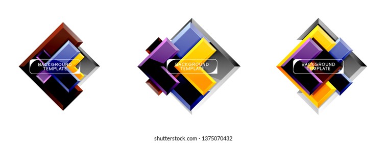 Arrow and square design abstract logo or banner collection. Vector modern geometrical design