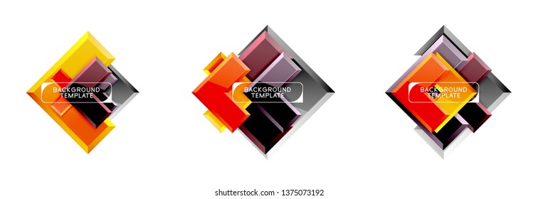 Arrow and square design abstract logo or banner collection. Vector modern geometrical design