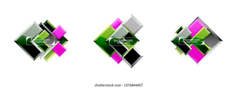Logo abstracto de diseño de flecha y cuadrado o colección de banners. Diseño geométrico moderno vectorial