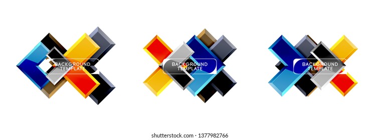Arrow and square design abstract logo or banner collection. Vector modern geometrical design