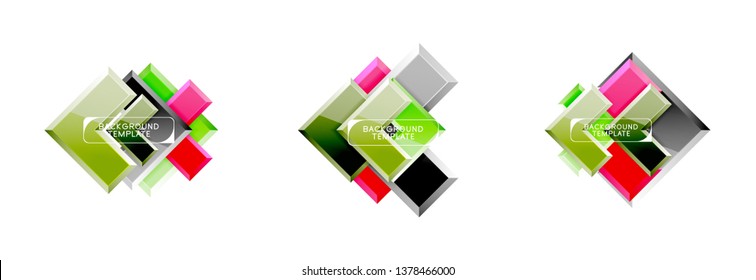 Arrow and square design abstract logo or banner collection. Vector modern geometrical design