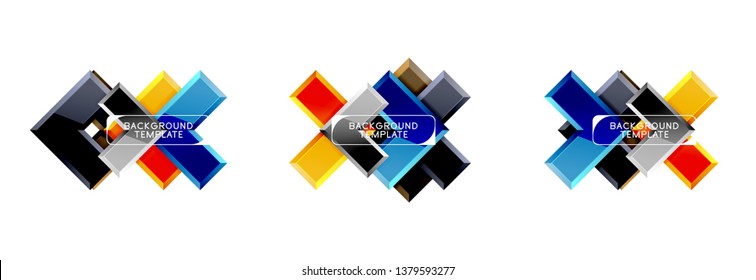 Arrow and square design abstract logo or banner collection. Vector modern geometrical design