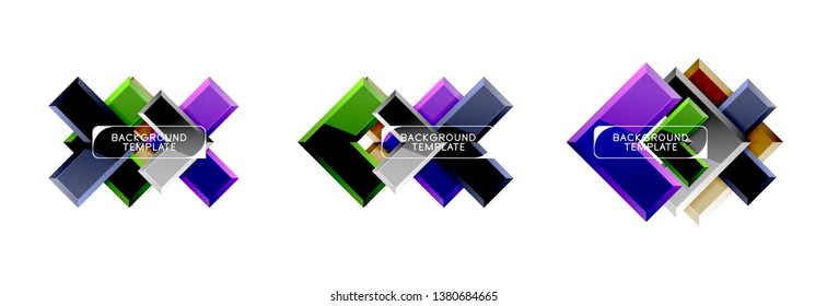 Logo abstracto de diseño de flecha y cuadrado o colección de banners. Diseño geométrico moderno vectorial
