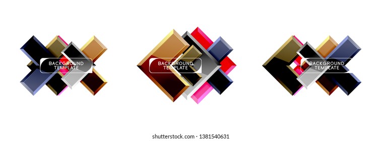 Arrow and square design abstract logo or banner collection. Vector modern geometrical design