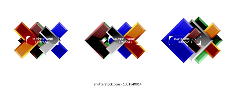 Logo abstracto de diseño de flecha y cuadrado o colección de banners. Diseño geométrico moderno vectorial