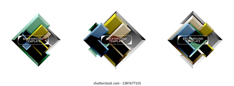 Arrow and square design abstract logo or banner collection. Vector modern geometrical design