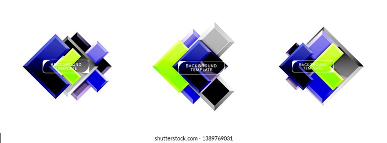 Arrow and square design abstract logo or banner collection. Vector modern geometrical design