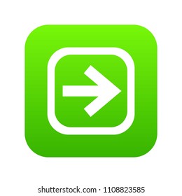 Arrow in square icon digital green for any design isolated on white vector illustration