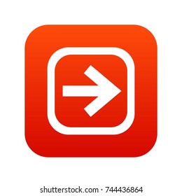 Arrow in square icon digital red for any design isolated on white vector illustration