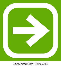 Arrow in square icon white isolated on green background. Vector illustration