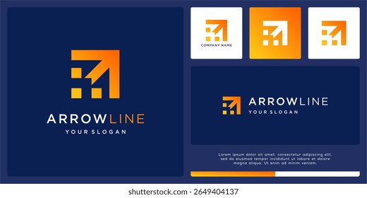 Arrow square logo design with digital line