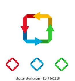 Arrow square logo vector graphic colorful design.