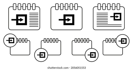 Flecha, icono de vector cuadrado en la ilustración de conjunto de calénder para ui y ux, sitio web o aplicación móvil