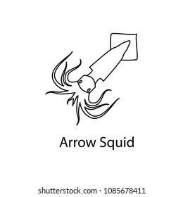 arrow squid icon. Element of marine life for mobile concept and web apps. Thin line arrow squid icon can be used for web and mobile. Premium icon on white background