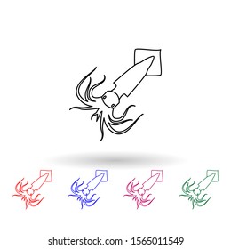 Arrow squid multi color icon. Simple thin line, outline vector of fish icons for ui and ux, website or mobile application