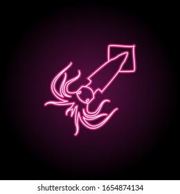 Arrow squid neon icon. Simple thin line, outline vector of fish icons for ui and ux, website or mobile application