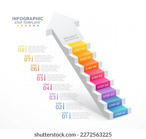 arrow staircase infographic steps template background 