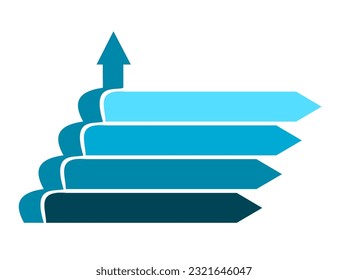 Arrow with stairs design infographic template with four steps with green and blue banner for presentation text insert, Stair for climb to succes