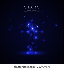 Arrow star business vector on blue background.