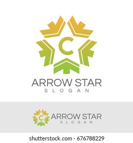 arrow star initial Letter C Logo design
