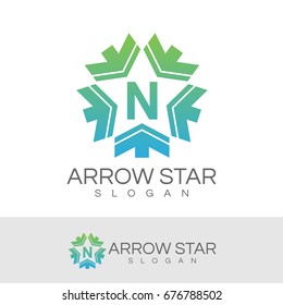 arrow star initial Letter N Logo design