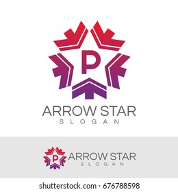 arrow star initial Letter P Logo design