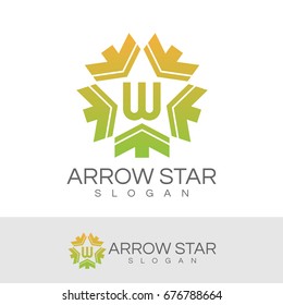 arrow star initial Letter W Logo design