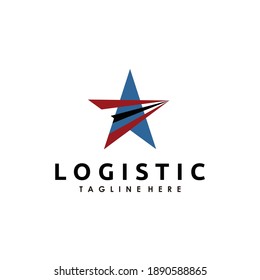 arrow and star transportation logistic logo design vector illustration 