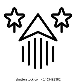 Up arrow and stars icon. Outline up arrow and stars vector icon for web design isolated on white background
