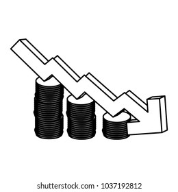 Arrow statistics decrease icon vector illustration graphic design