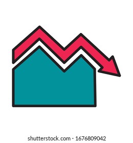 arrow statistics line and fill style icon vector illustration design