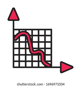 arrow statistics line and fill style icon vector illustration design