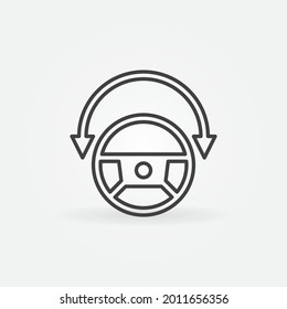 Arrow with Steering Wheel outline vector concept icon or design element