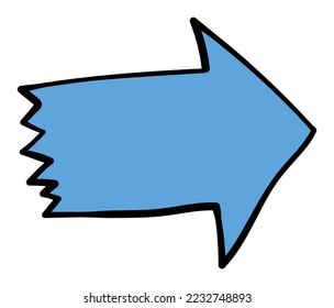 Ilustración vectorial de doodle con etiqueta adhesiva de flecha