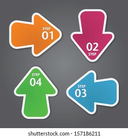 Arrow stickers with numbers. Vector template for infographics