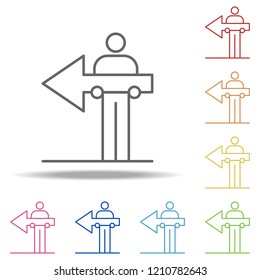 arrow stickman icon. Elements of conceptual figures in multi color style icons. Simple icon for websites, web design, mobile app, info graphics