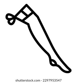 Vector de contorno de icono de las medias de flecha. Pata paro. Compresión femenina